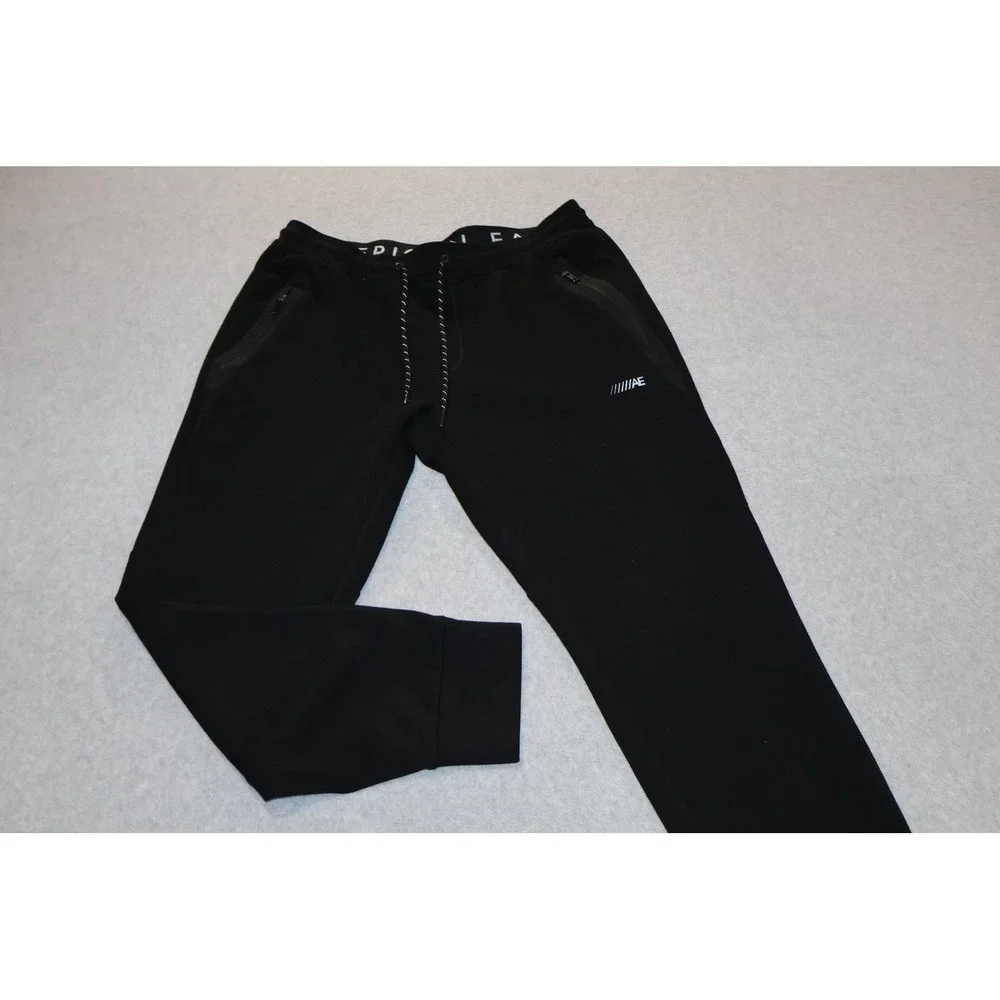 American Eagle Joggers Men Large Black Performance Sweatpants Gym Workout